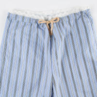 BUNO-Pantalones de encaje a rayas para mujer, Pantalones rectos de pierna ancha con cintura elástica y cordón, ropa de calle holgada para primavera y verano, pantalones de chándal informales - details 45