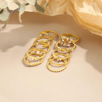 Juego de 10 Anillos Dorados Estilo Bohemio para Mujeres Moneda, Serpiente, Luna, Estrella - details 4