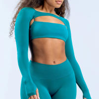 Nuevo chal suave al tacto sin costuras de spandex para mujer, ropa de yoga fitness, elástico, transpirable, chal deportivo de ocio. - details 10