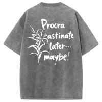 Procra Astinate Later Maybe Print-camisetas lavadas para mujer, camisetas informales de verano, Top deportivo de manga corta suave y cómodo a la moda - details 35