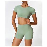 Top de Yoga de manga corta para mujer, Sujetador deportivo de alta elasticidad, ropa deportiva para gimnasio y Fitness - details 3