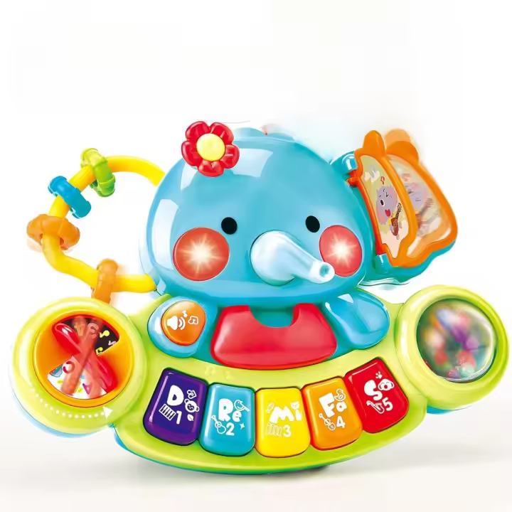 Piano de bebé de 3, 6 y 12 Meses, Juguetes musicales Montessori de 1 año, Piano de Actividades con Luces y Sonidos - 1