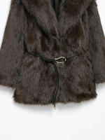 TRAFZA-abrigo de manga larga con cuello vuelto para mujer, ropa de abrigo gruesa y cálida con cinturón, Estilo Vintage, a la moda, para invierno, 2024 - details 17