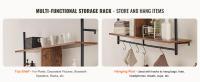 SucceBuy Estante para tuberías industriales, estantes de madera rústica para montaje en pared, estante de almacenamiento flotante para cocina, dormitorio, baño - details 2