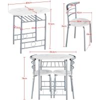 Con 2 Sillas, Juego de Muebles de Cocina de 3 Piezas, para Espacios Pequeños, Jardín, Estudio Blanco - details 3