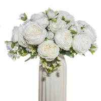 Flores Artificiales de Seda Blanca 2PCS Peonías para Decoración de Vase de Hogar, Ramo Navideño, Boluo de Boda, Accesorios de Fiesta - details 0