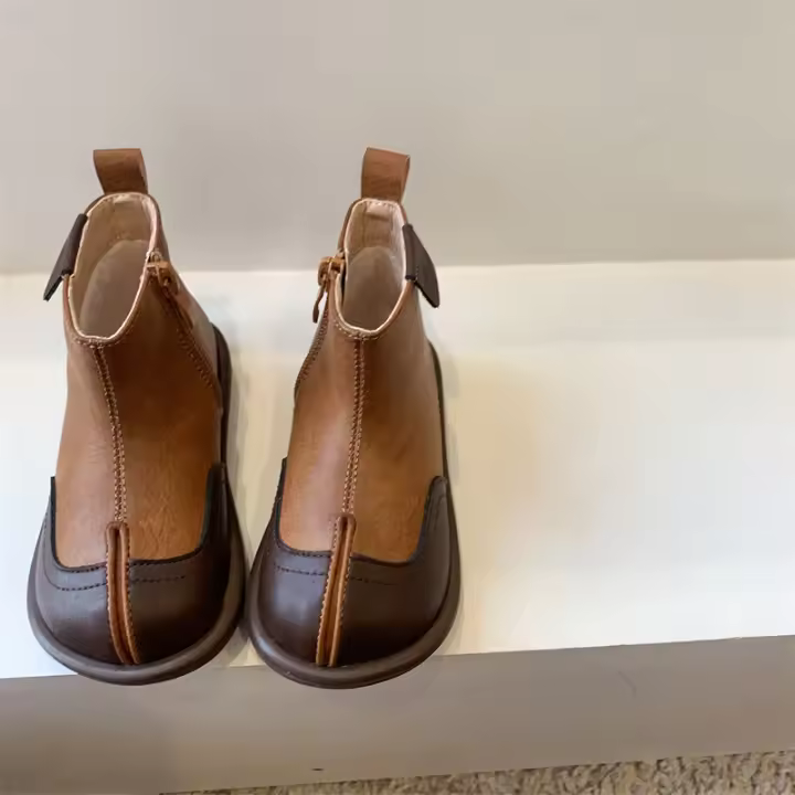 Botas de compañero de clase falsas vintage con punta dividida, botines de bebé - 1