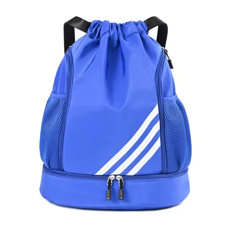 Hombres y mujeres bolsillos laterales dobles mochila deportiva con cordón bolsa de cordón, la escuela, la aptitud, bolsa de cordón, de gran capacidad, ligera, versátil, húmeda y seca, bolsas de baloncesto de fútbol, ​​mochilas de senderismo - 1