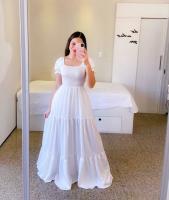2025 nuevo vestido de hadas de color largo con hombros descubiertos y flores rotas para mujer primavera/verano - details 3