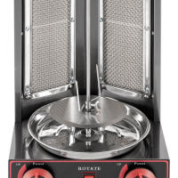 Máquina Shawarma Vertical de Gas Doner Kebab Grill giroscopio asador horno carne asador con 2 quemadores para cocina comercial de restaurante en casa - details 1