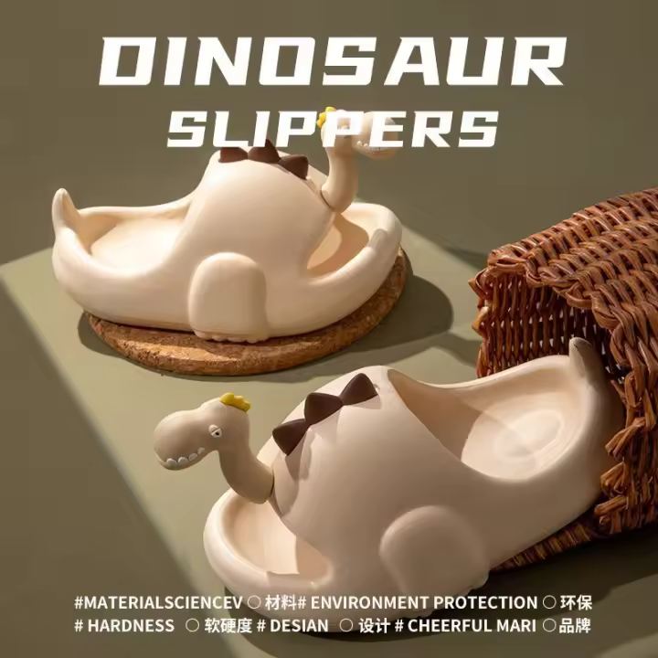 Fondo grueso cuello de serpiente zapatillas de dinosaurio cuello largo dragón hogar sandalias de dibujos animados - 1