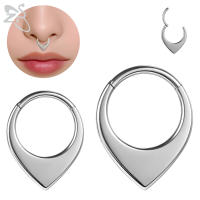 ZS-anillo de nariz de acero inoxidable con forma de triángulo invertido, Piercings minimalistas para el tabique, pendiente, Piercing corporal, joyería de 8/10MM, 16G, 1 unidad - details 2