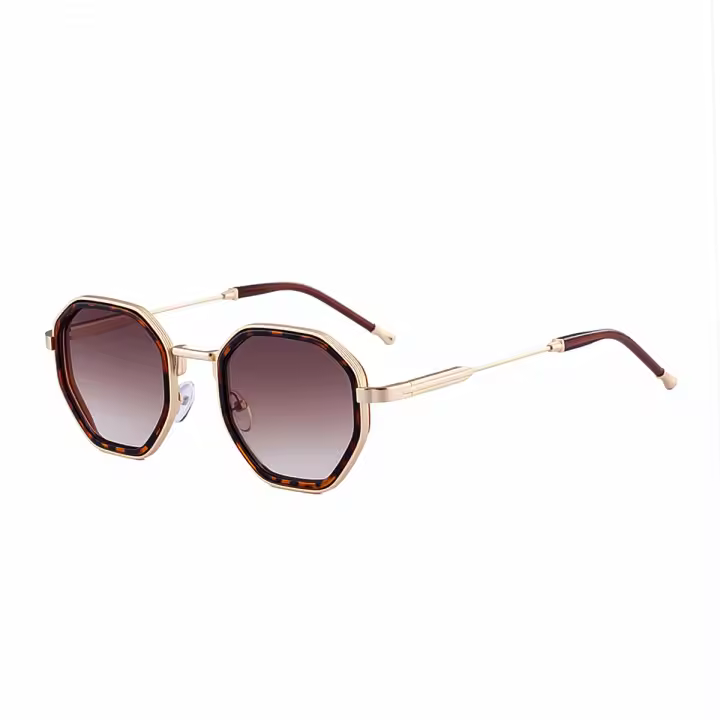 Gafas de sol poligonales nuevas y a la moda 2025 para hombre, gafas de sol con patillas de metal de tendencia y personalidad para hombre - 1