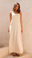 Vestido largo de satén de Color liso para mujer - details 13