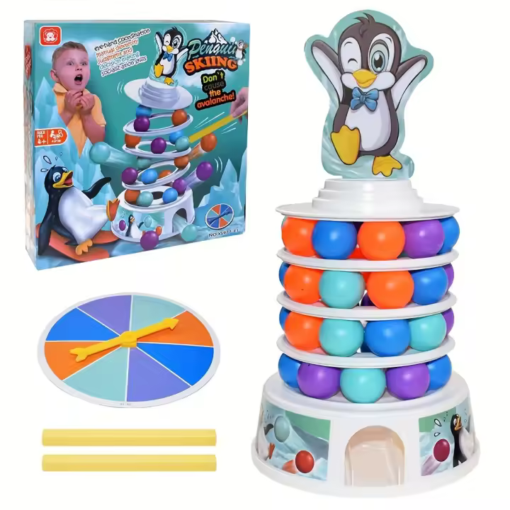 Juego de mesa de bola de esquí de pingüino para niños, juguetes apilables, juegos familiares de equilibrio - 1