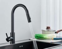 Quyanre Oro pulido extraíble fregadero agua grifo mezclador de una sola manija grifo de ducha de cocina con rotación de 360 ​​grados - details 3