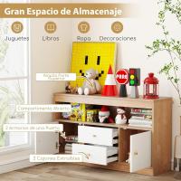 Armario de Juguetes para Niños, Estantería Infantil de Madera con Estante Abierto, 2 Cajones y 2 Puertas, Mueble Multifuncional para Salón, Dormitorio, Guardería, Jardín de Infancia (Natural) - details 6