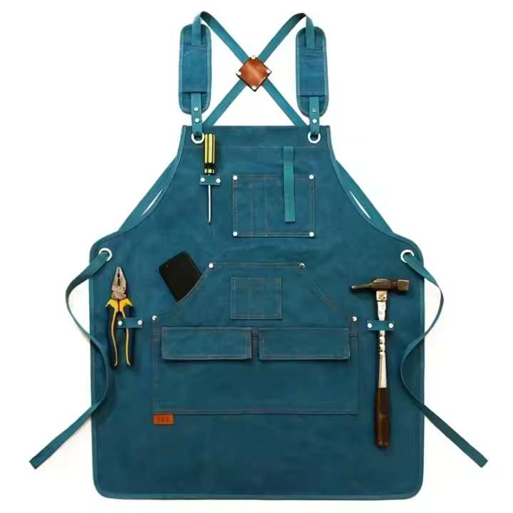 Delantal de lona para hombre y mujer, ropa de trabajo para camarero, restaurante, barbería, panadería, cafetería, jardinería, carpintero - 1