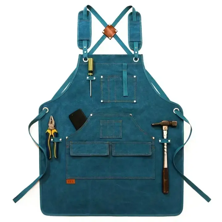 Delantal de lona para hombre y mujer, ropa de trabajo para camarero, restaurante, barbería, panadería, cafetería, jardinería, carpintero - 1