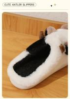 Zapatillas de felpa de vaca dibujadas suaves, calidez de invierno, hogar antideslizante unisex para parejas - details 5