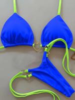 Conjunto de bikini con cintura Ba para mujer, sexy Tre, traje de playa monocromático con rayas, traje de baño brasileño de tres piezas 2024 - details 3
