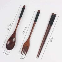 Juego de Cubiertos de Arroz de Madera Natural Cuchillo, Cucharador, Sopa de Arroz - details 0