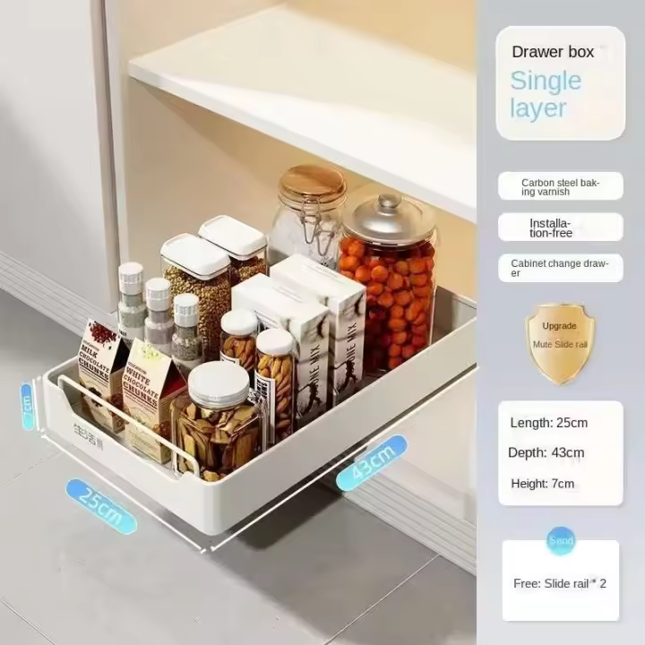 Nuevo con rieles deslizantes, cajón de cocina extraíble, bandeja tipo caja de especias, estante de almacenamiento, organizador de gabinetes - 1