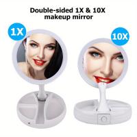 Espejo Cosmético LED Portátil de Sobremesa con Luces, Espejo Plegable Vertical de Doble Cara - details 4