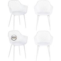 Juego de 4 sillas de jardín con reposabrazos, sillas de jardín con reposabrazos, sillas reclinables, sillas de jardín, 120 kg, color blanco - details 0