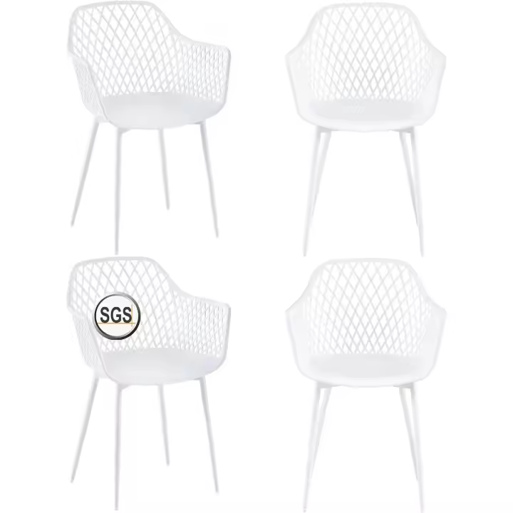 Juego de 4 sillas de jardín con reposabrazos, sillas de jardín con reposabrazos, sillas reclinables, sillas de jardín, 120 kg, color blanco - 1