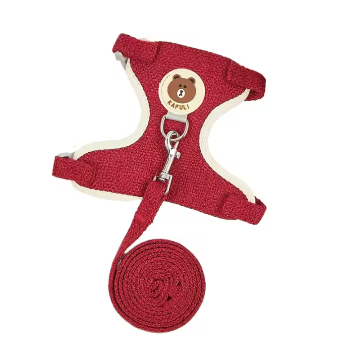 Conjunto de Correa de Arnes de Conejo Suave Chaleco de Almohadilla para Cachorro Pequeño - 1