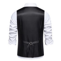 Chaleco de Dos Piezas de Moda para Hombres en Otoño Cuello en V, Tela de Poliéster, Traje a Cuadros de Colorido, Estilo Británico Casual Vintage Gentleman Leisure - details 3