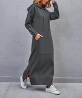 Vestido de Midi para Mujer con Capucha Moda 2025, Tejido Mixto, Estilo Informal, Suelto, Sudadera - details 12