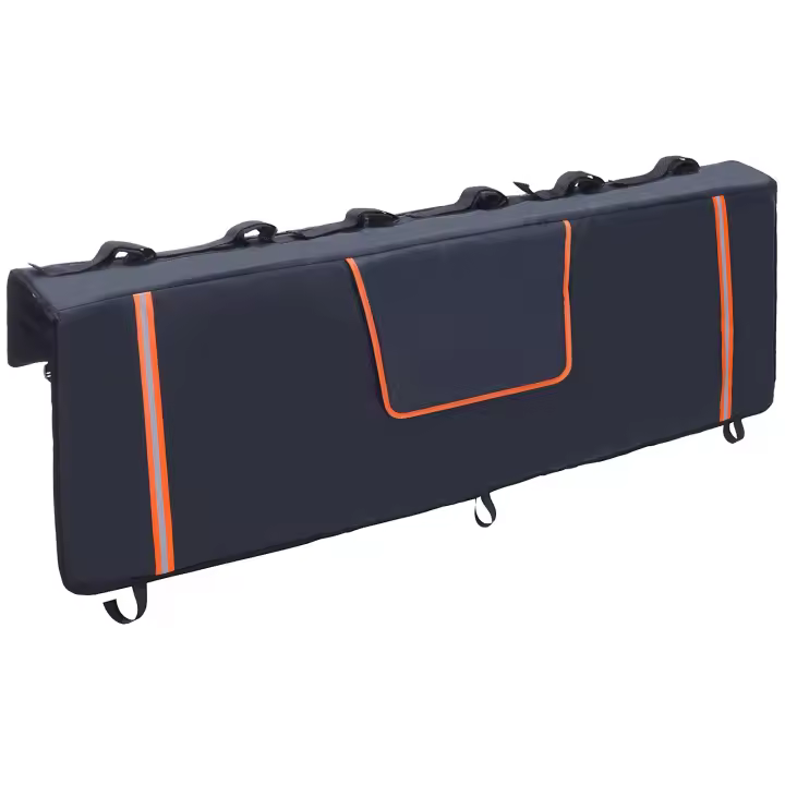 SucceBuy Almohadilla para portón trasero de 62 pulgadas para 6 bicicletas de montaña, almohadilla protectora con tiras reflectantes, bolsillos para herramientas y apertura para cámara para camionetas - 1