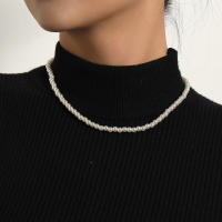 Collar de perlas de alto brillo con temperamento Simple para mujer, collar de suéter corto Popular Retro Hip-hop - details 0