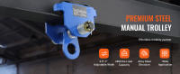 SucceBuy Carro manual, capacidad de carga de 2200 lbs/1 tonelada, carro de haz de empuje con ruedas dobles, ajustable para brida de viga en I de 2,5" a 7", elevador de garaje de acero de aleación resistente para viga en I curva recta - details 0