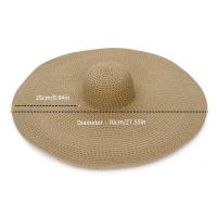 Sombrero de paja de verano con protección UV para mujer, sombrero grande para viajes al aire libre, sol, 25CM - details 4