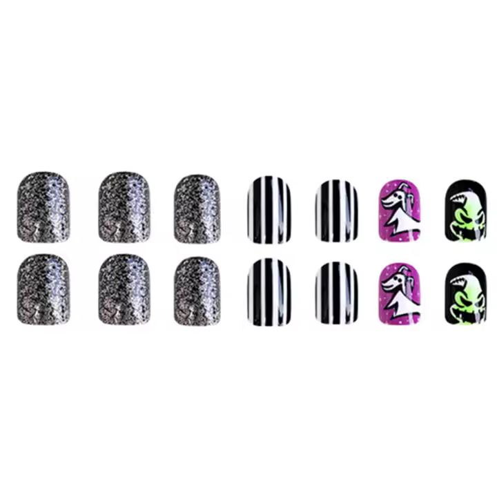 Uñas postizas de larga duración, Uñas postizas ultraflexibles, brillantes, prensas cortas para Halloween, uso diario y fiestas - 1