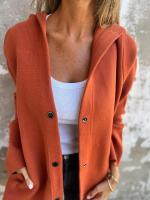 2025 Chaqueta casual con capucha de un solo pecho, color sólido, otoño e invierno, - details 3