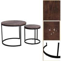 Conjunto de Mesa de Centro Redondo de Madera Tables de Café y Té-Claro - details 41