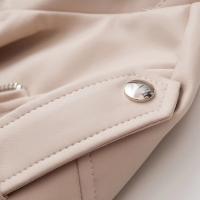 TRAFZA, chaquetas de cuero para mujer de primavera, cuello vuelto, charretera con remaches, abrigo de motociclista con cremallera, prendas de vestir holgadas de cuero suave de imitación para mujer de otoño - details 12