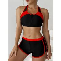Conjunto de Bikini con cremallera para mujer, traje de baño de dos piezas con pantalón corto, traje de baño deportivo para mujer, ropa de playa para verano 2025 - details 5