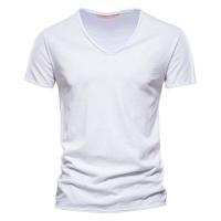 Camisetas de manga corta para hombre, camisetas informales de color sólido con cuello en v, Verano - details 3
