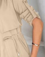 Ropa de mujer 2025 Otoño e Invierno moda suelta Color sólido manga enrollable chaqueta cortavientos de longitud media - details 22