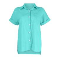 Camisa Simple y a la Moda para Mujer Algodón y Lino Informales, Clásicas con Manga Corta y Borlas - details 55