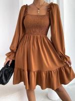 Elegante Vestido de Manga Larga para Mujer Color Sólido, con Volantes, Alta Calidad y Lujo Diseñador - details 14