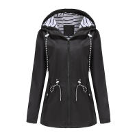 Camiseta impermeable con capucha a rayas de manga larga para mujer, longitud media - details 40