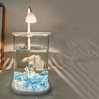 Pecera decorativa de paisaje acrílico de alta transparencia, inastillable con tapa, pecera de pez dorado, luz LED, pecera Betta - details 6