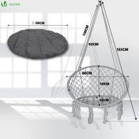 Silla Colgante Exterior con Flecos, Hamaca con Conjines y Kit de Suspensión, Ø80cm Silla Columpio para Interior y Exterior, Beiges - details 10