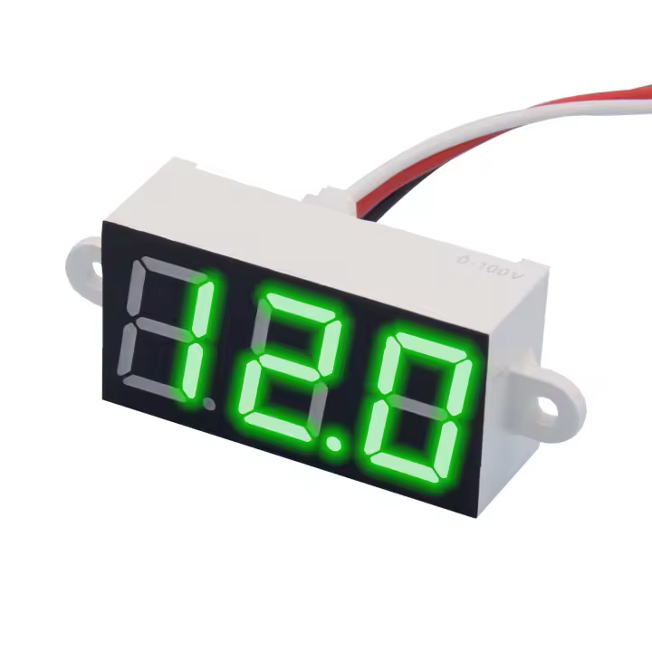 [0.56"] Voltímetro impermeable DC0-100V Pantalla verde 3 cables Panel LED de 0,56 pulgadas Probador de capacidad de voltaje de batería digital Monitor Fuente de alimentación externa Batería de litio de ácido de plomo Moto Vehículos eléctricos Coche - 1